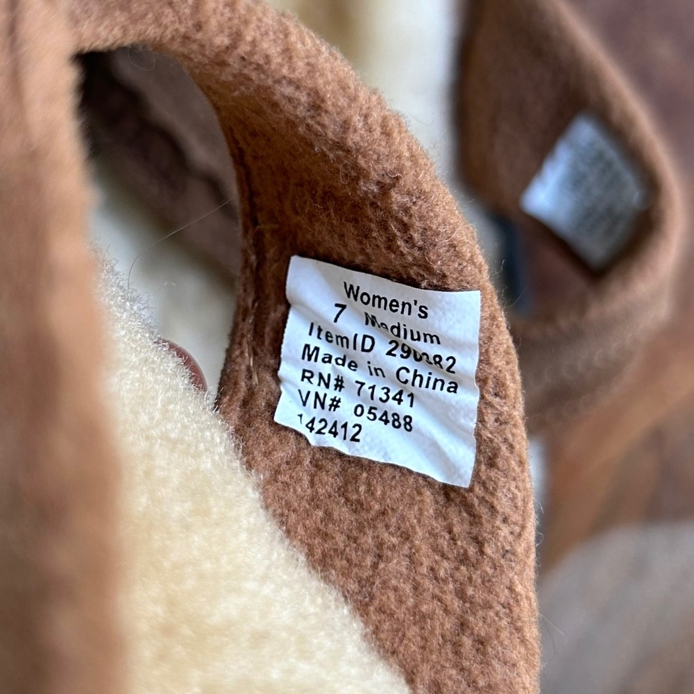 L. L. Bean Women's Wicked Good Shearling Leather Sandals Brown 7 Comfort - Picture 7 of 7